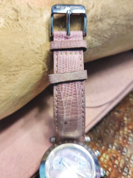 Klaus Kobec Women\'s Diamond Stainless Steel Chronograph Sports Watch in Pink EUC